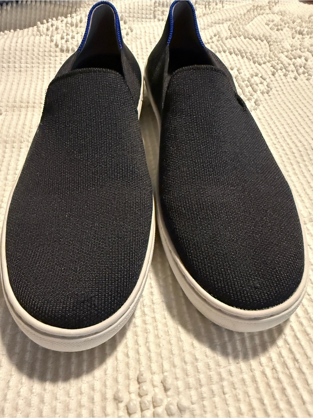 Rothy's Black Knit Slip-On Loafers with White Sole